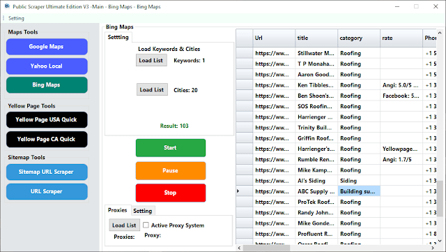 bing maps scraper data