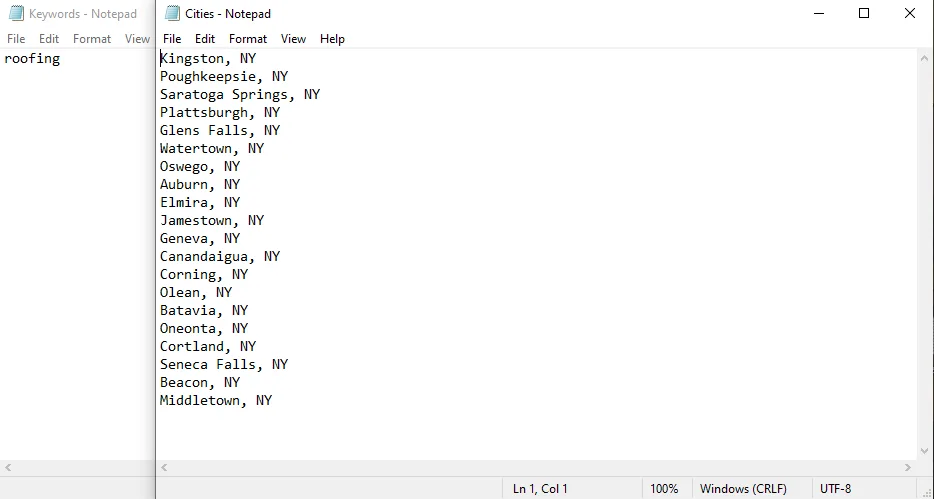 keyword&cities text files