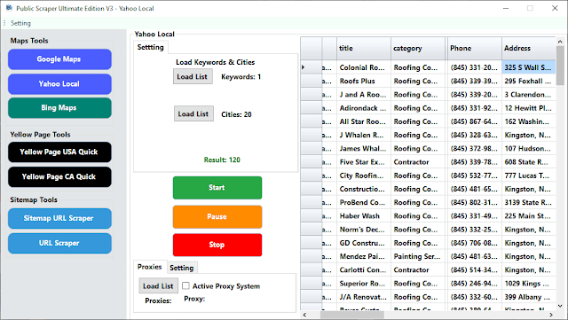 yahoo local scraper data