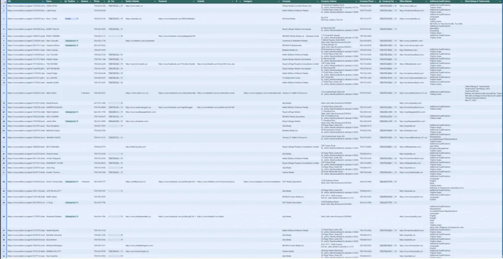 Realtor.ca xlsx data scraper