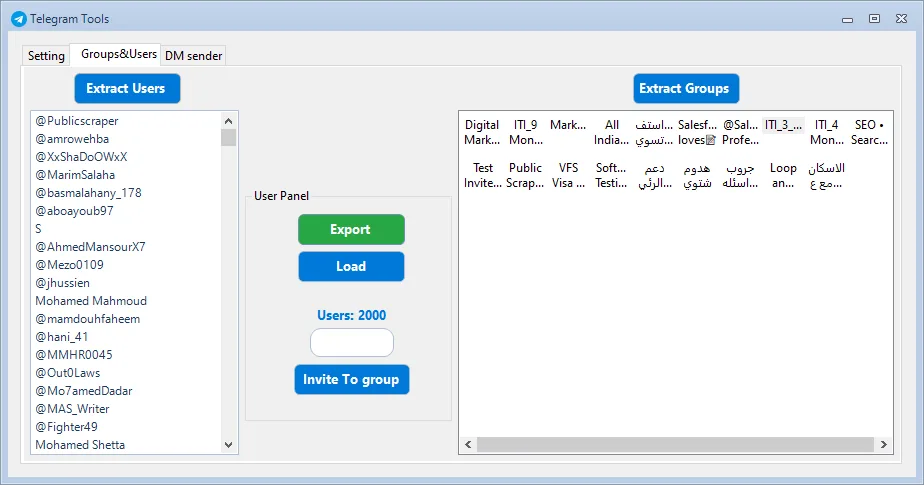 Telegram Automation Scraping groups and users