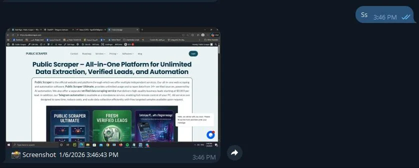 Take PC screenshot remotely via Telegram using TG Remote PC